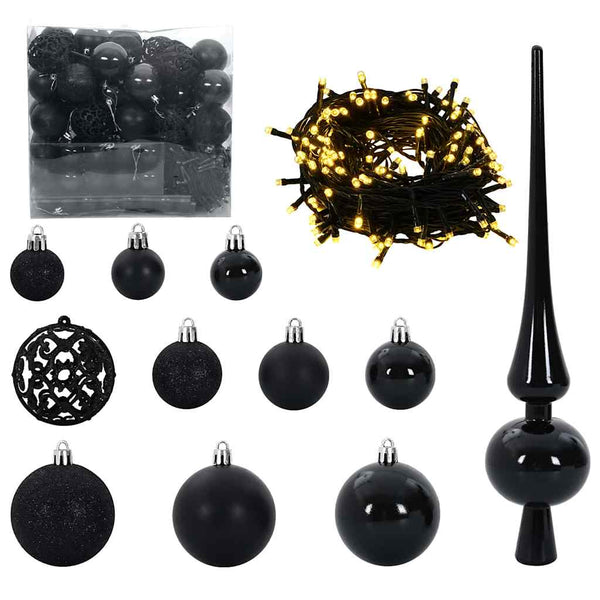Weihnachtskugel Set Schwarz mit 300 LEDs
