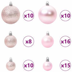 Rosa Weihnachtskugeln mit LEDs, 120 Stk.