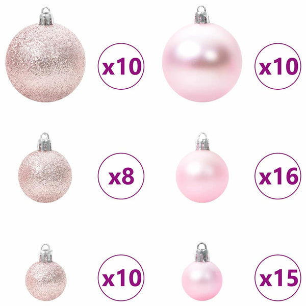 Rosa Weihnachtskugeln mit LEDs, 120 Stk.