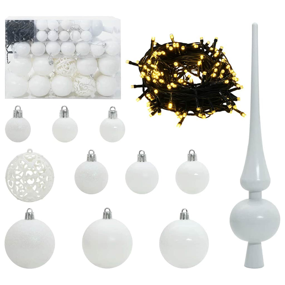 Weihnachtskugel Set 150 LEDs Weiß 61-teilig