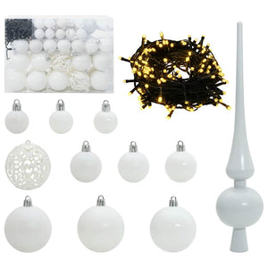 Weihnachtskugel Set 150 LEDs Weiß 61-teilig