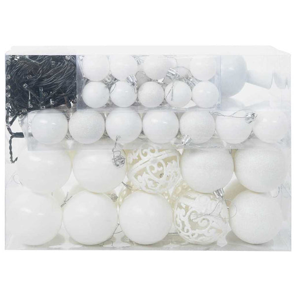 Weihnachtskugel Set 150 LEDs Weiß 61-teilig