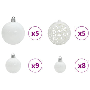 Weihnachtskugel Set 150 LEDs Weiß 61-teilig