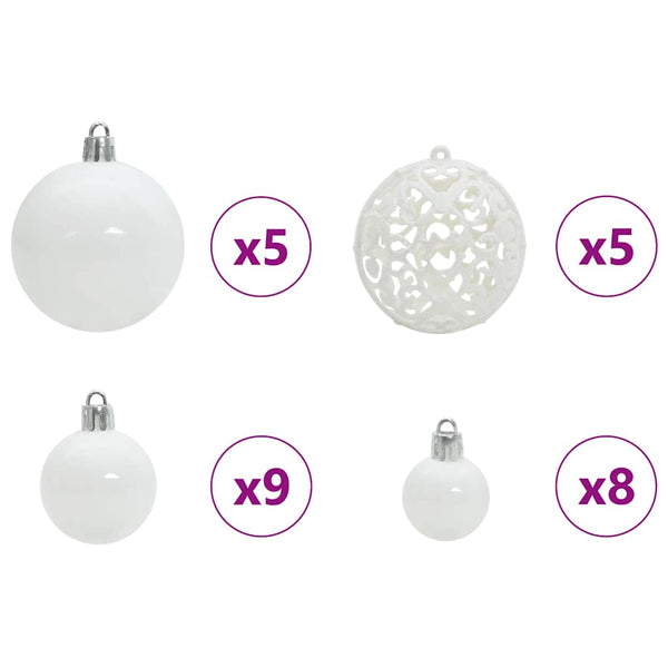 Weihnachtskugel Set 150 LEDs Weiß 61-teilig