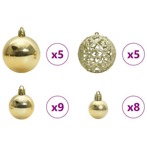Goldenes Weihnachtskugel-Set mit 150 LEDs