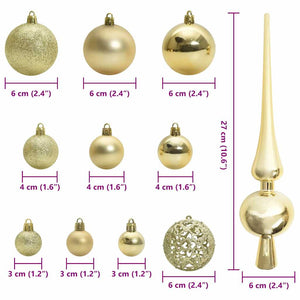 Weihnachtskugel Set mit LEDs Gold 120-teilig