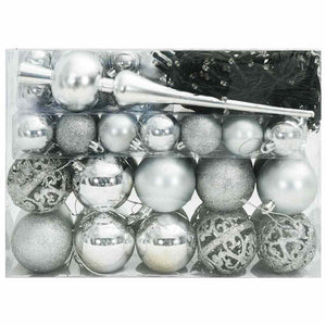 Weihnachtskugel Set Silber mit 150 LEDs (61-teilig)