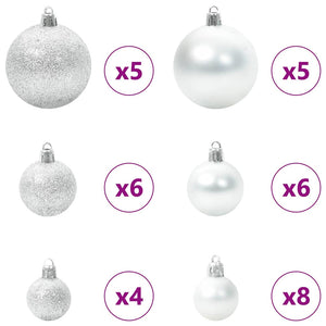 Weihnachtskugel Set Silber mit 150 LEDs (61-teilig)