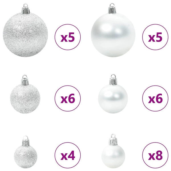 Weihnachtskugel Set Silber mit 150 LEDs (61-teilig)
