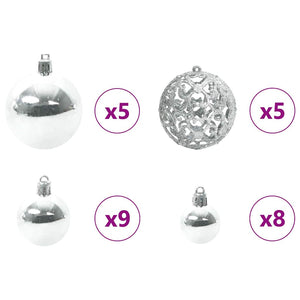 Weihnachtskugel Set Silber mit 150 LEDs (61-teilig)