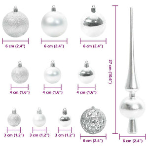Weihnachtskugel Set Silber mit 150 LEDs (61-teilig)