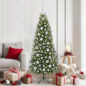 Weihnachtskugel Set mit LEDs Silber 120-teilig