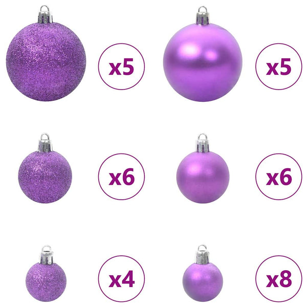 Weihnachtskugel Set Lila mit 150 LEDs