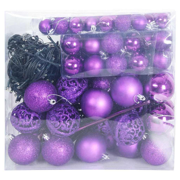 Lila Weihnachtskugel Set mit 300 LEDs