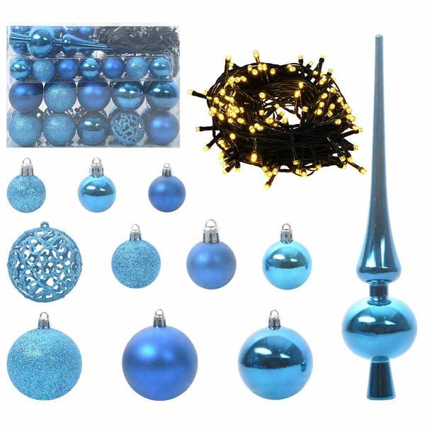 Weihnachtskugel Set mit LED-Lichtern Blau
