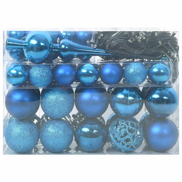 Weihnachtskugel Set mit LED-Lichtern Blau