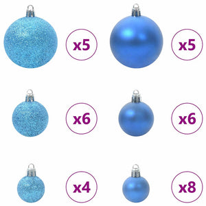 Weihnachtskugel Set mit LED-Lichtern Blau