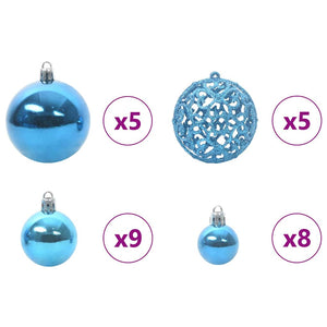 Weihnachtskugel Set mit LED-Lichtern Blau