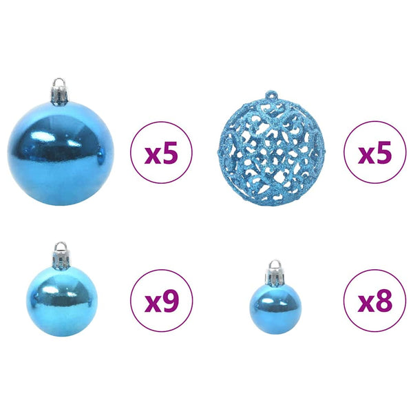 Weihnachtskugel Set mit LED-Lichtern Blau