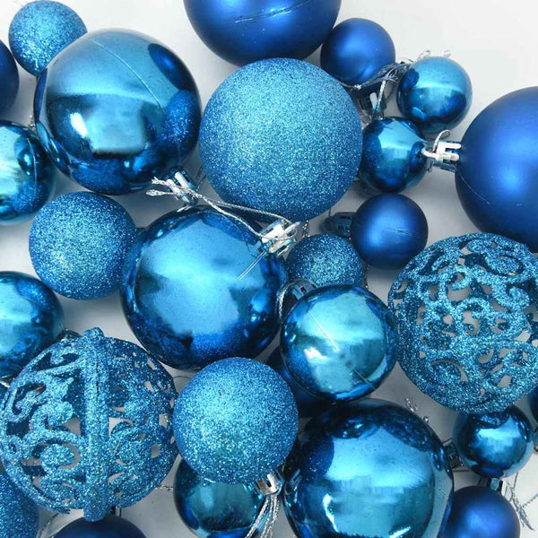 Weihnachtskugel Set mit LEDs Blau 120-tlg.
