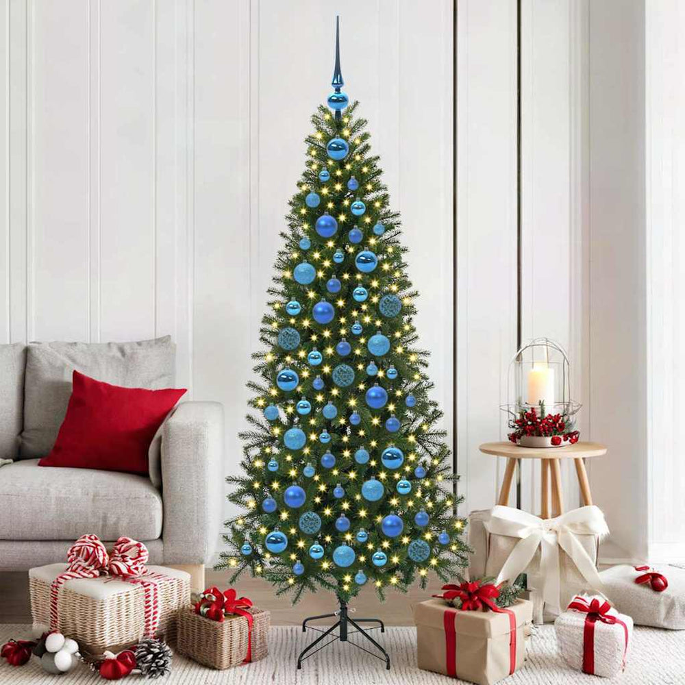 Weihnachtskugel Set mit LEDs Blau 120-tlg.