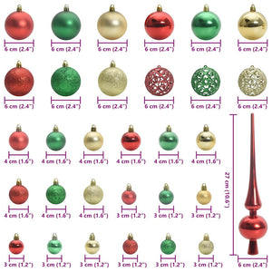 Weihnachtskugel Set LED Mehrfarbig 61-teilig