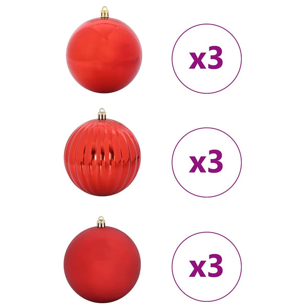 Weihnachtsbaumkugel Set XL Rot 9-teilig