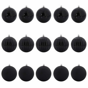 Weihnachtsbaumkugel Set Schwarz XL 15-teilig