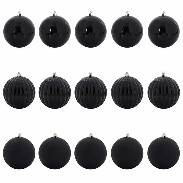 Weihnachtsbaumkugel Set Schwarz XL 15-teilig