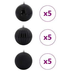 Weihnachtsbaumkugel Set Schwarz XL 15-teilig