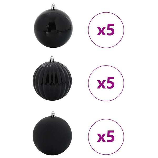 Weihnachtsbaumkugel Set Schwarz XL 15-teilig