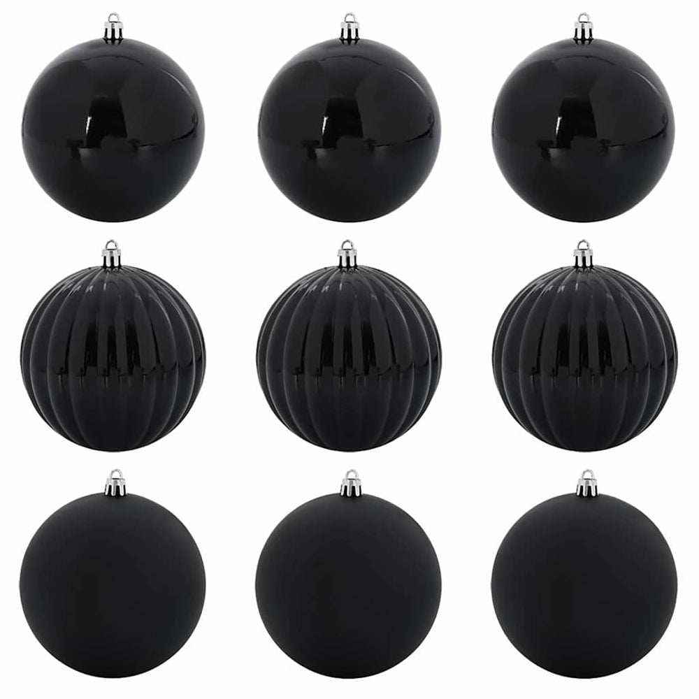 Schwarzes Weihnachtsbaum Ornament Set, 9-teilig