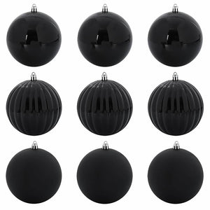 Schwarzes Weihnachtsbaum Ornament Set, 9-teilig
