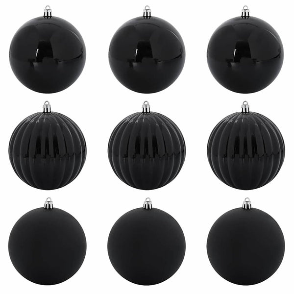 Schwarzes Weihnachtsbaum Ornament Set, 9-teilig