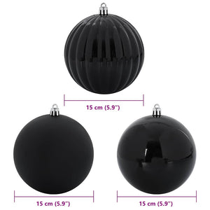Schwarzes Weihnachtsbaum Ornament Set, 9-teilig