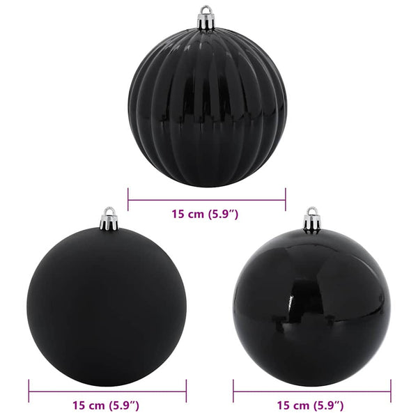 Schwarzes Weihnachtsbaum Ornament Set, 9-teilig