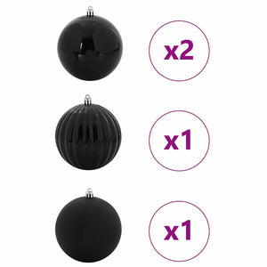XXL Weihnachtsbaumkugeln Schwarz 4er Set