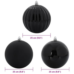 XXL Weihnachtsbaumkugeln Schwarz 3er Set