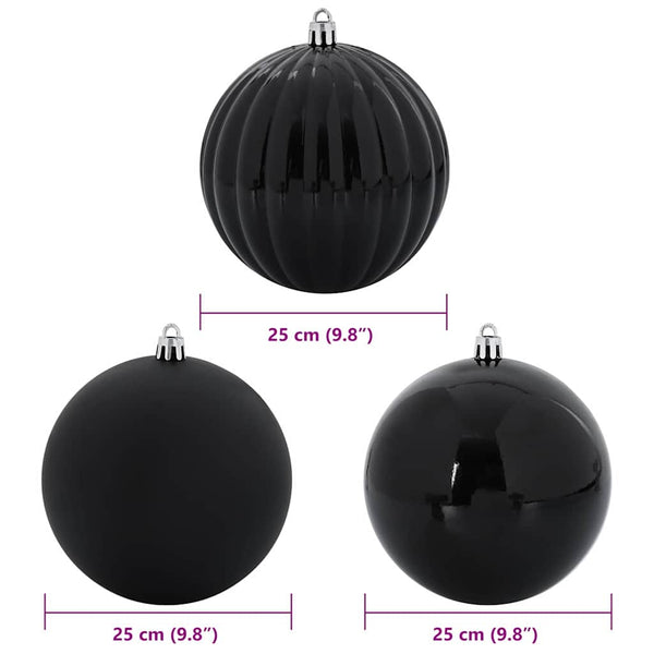 XXL Weihnachtsbaumkugeln Schwarz 3er Set