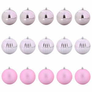 vidaXL Lot de boules de Noël XL 15 pcs Rose Plastique