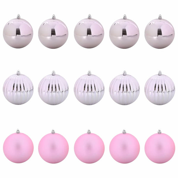 vidaXL Lot de boules de Noël XL 15 pcs Rose Plastique