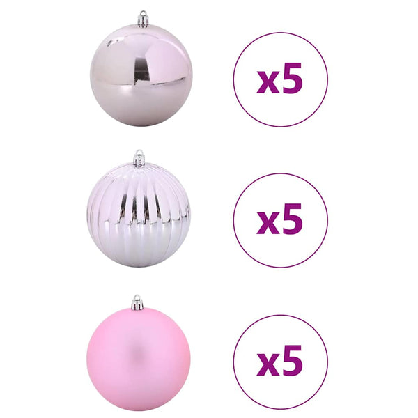vidaXL Lot de boules de Noël XL 15 pcs Rose Plastique