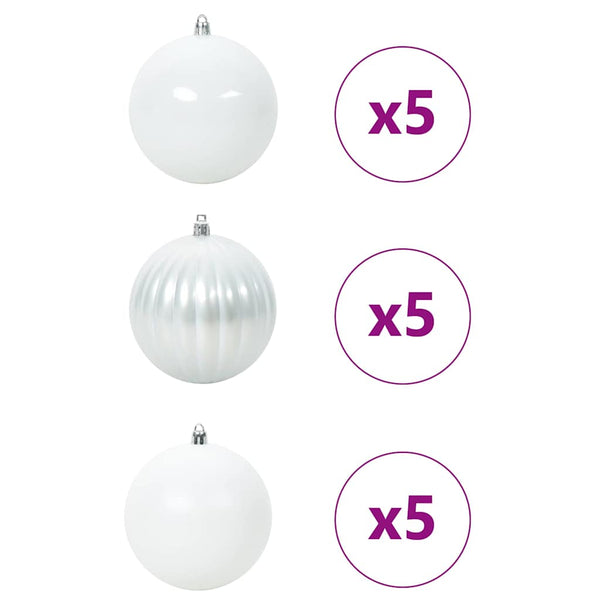 Weihnachtsbaumkugel Set Weiß 15-teilig