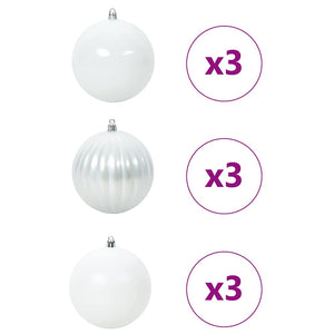 Weihnachtsbaumkugel Set Weiß 9-teilig
