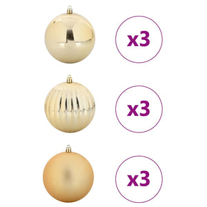 Goldene Weihnachtskugeln XL, 9er-Set