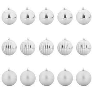 Weihnachtsbaumkugel Set Silber 15-teilig