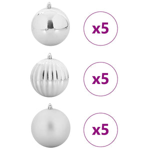 Weihnachtsbaumkugel Set Silber 15-teilig