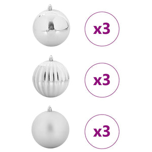 Weihnachtskugeln Silber XL, 9er Set