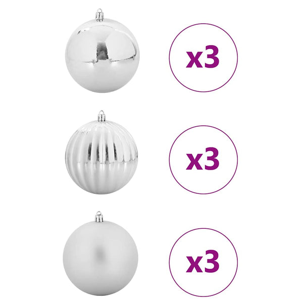 Weihnachtskugeln Silber XL, 9er Set