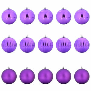 XL Weihnachtsbaumkugeln Set Lila 15-teilig